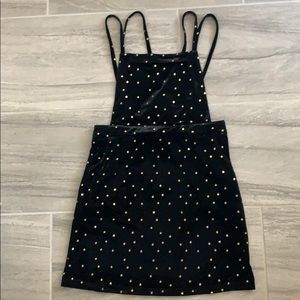 Sadie & Sage Black Velvet Gold Star Overall Dress